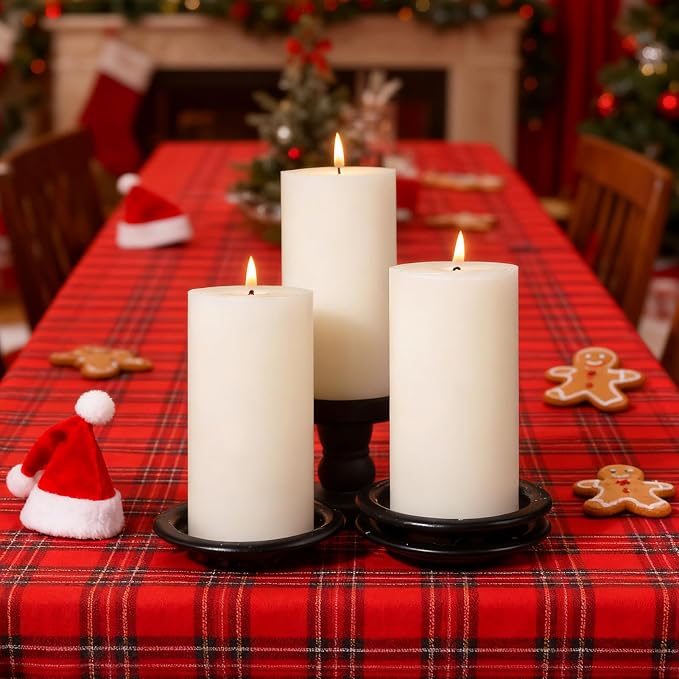 2.8x6 Inch Soy White Pillar Candles 255 Hours Long Burning Natural Unscented Non-Toxic White Soy Wax Candle Handmade Smokeless Soybean Pillar Candle for Wedding Table Home, 3 Pack
