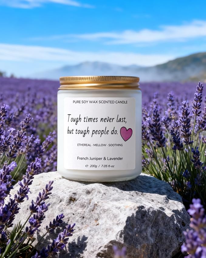 Scented Candle for Home, 7.05 oz 40Hour Burn Time, Long Lasting Soy Jar Candle, Gifts for Christmas, Halloween, Inspirational Gifts for Men Women, French Juniper&Lavender, Aromatherapy