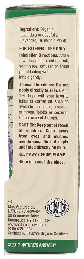 Natures Answer, Essential Oil Lavender Organic, 0.5 Ounce