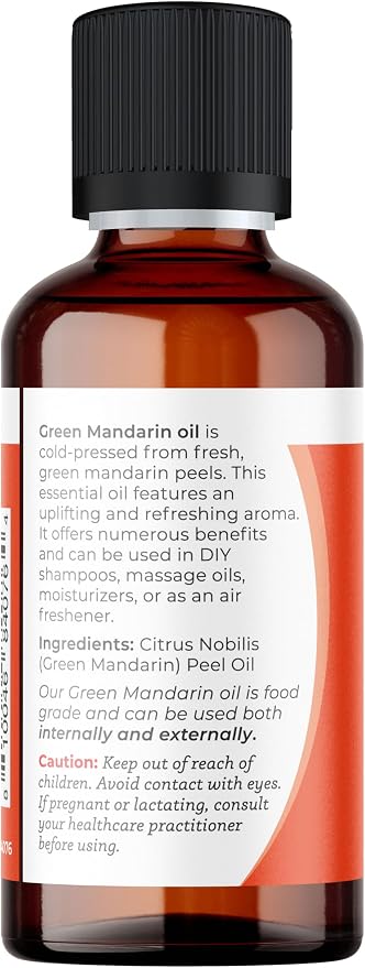 Viva Doria Green Mandarin Essential Oil, 100% Pure, Natural Essential Oil, Undiluted, for Aromatherapy | Food Grade, 30 mL (1 Fluid Ounce)