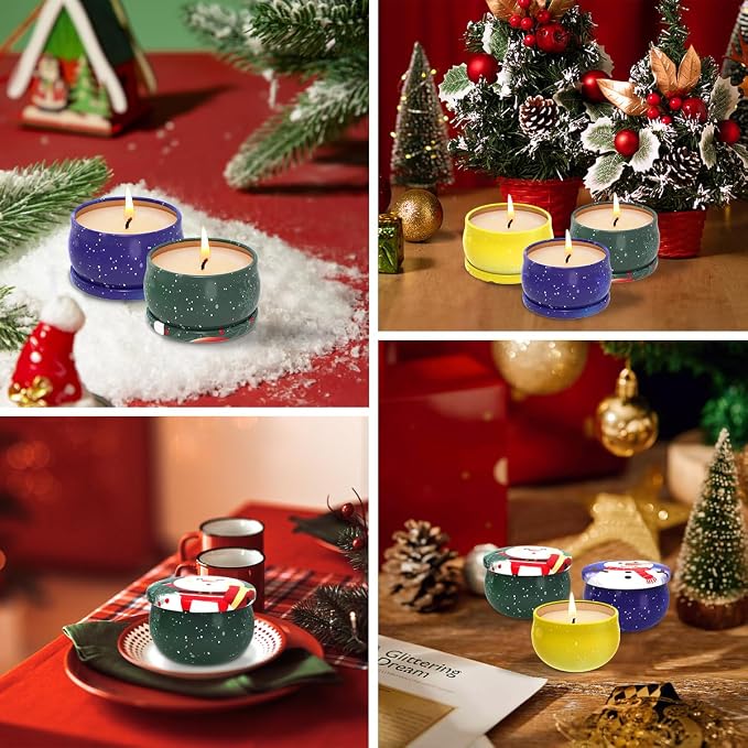 3 Pieces - Christmas Scented Candle Gift Set for Women - Bulk Merry Christmas Candles, Soy Wax Scented Candle Set, Small Cookie Jar Candle Jar with Lid for Home Bath Yoga Holiday Party Gifts
