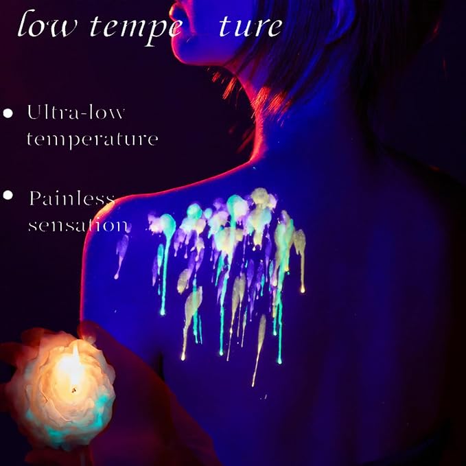 118.4°F 2 Pcs Low Temperature Candles Peony Flower Shaped Scented Candles Low Heat Body Safe Candles Wax Play for Couples Date Night (4, Fluorescence)
