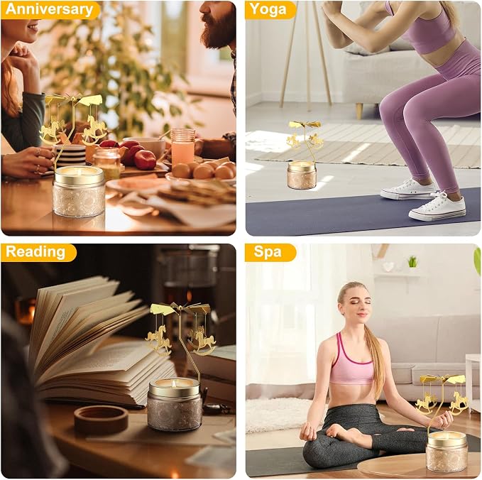 Rotatable Osmanthus Flower Scented Candle, Gifts for Women, Single-Wick with 20 Hours of Burn Time, Ideal for Creating Relaxing Ambience & Holiday Gifting (Merry-go-Round)