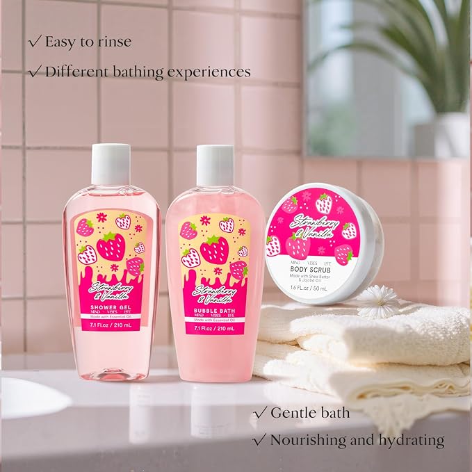 Spa kit Unique Gifts Basket for Women, Rose Bath and Body Gift, Birthday Gifts Skin Care Set, Self Care Pampering Kit Teen Girls Tote Bag Home Spa, Comb, Birthday, Mother Day, Bridal Shower