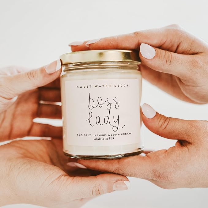 Sweet Water Decor Boss Lady Candle - Work Bestie, New Job Gifts for Women - Boss Gifts for Women - 9oz Clear Jar, 40+ Hour Burn Time - Made in the USA