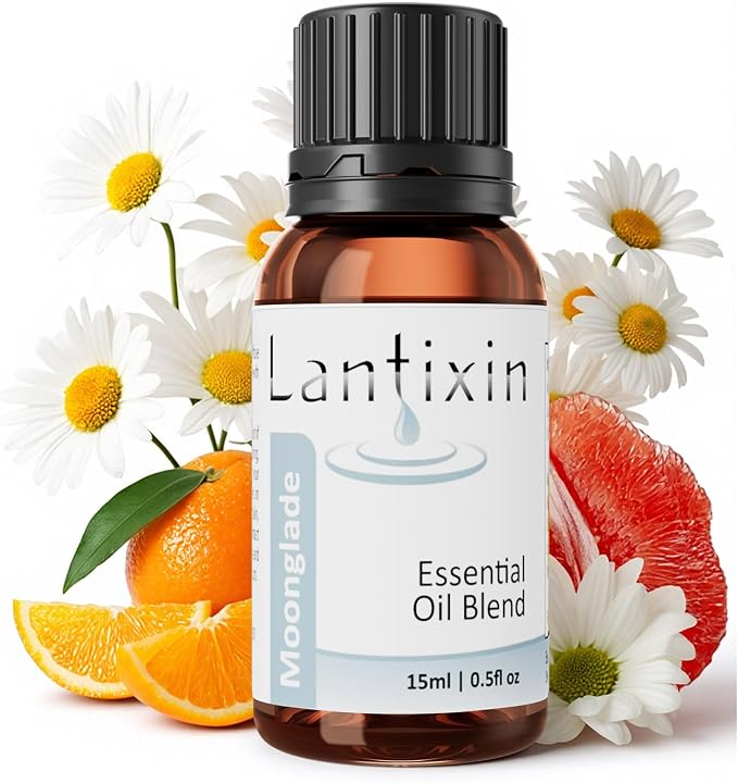 Lantixin Calming Essential Oil Blend – Lavender, Roman Chamomile & Rosemary in Natural Base – Relaxing Aromatherapy Scent for Diffuser, Sleep, Spa – for Home, Hotel – 0.5 Fl Oz (Moonglade Soothing)