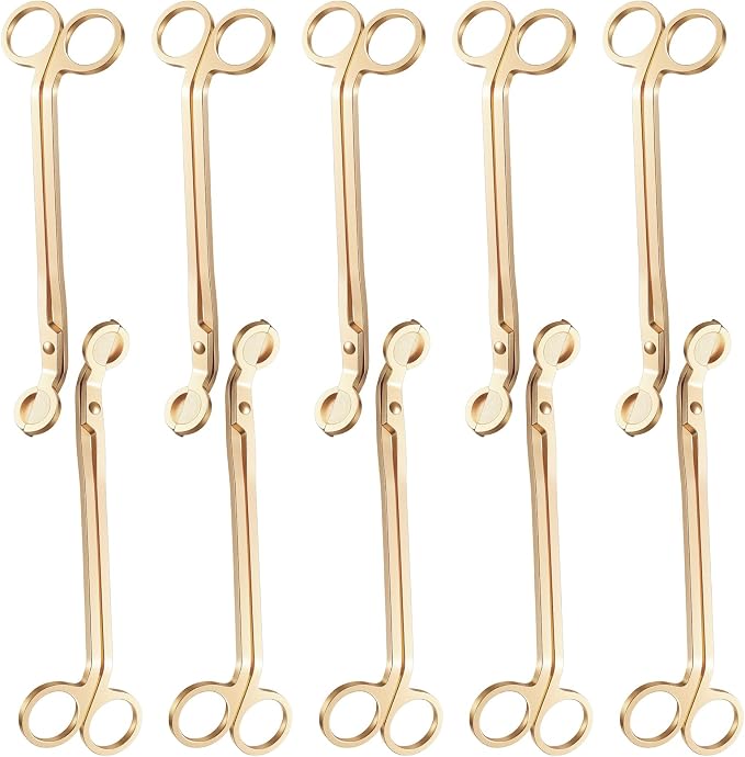 JIEYAO 10PCS Gold Stainless Steel Candle Wick Trimmers, 7 Inch Wick Cutters Candle Scissors for Cleaner Burn Prevents Soot Buildup