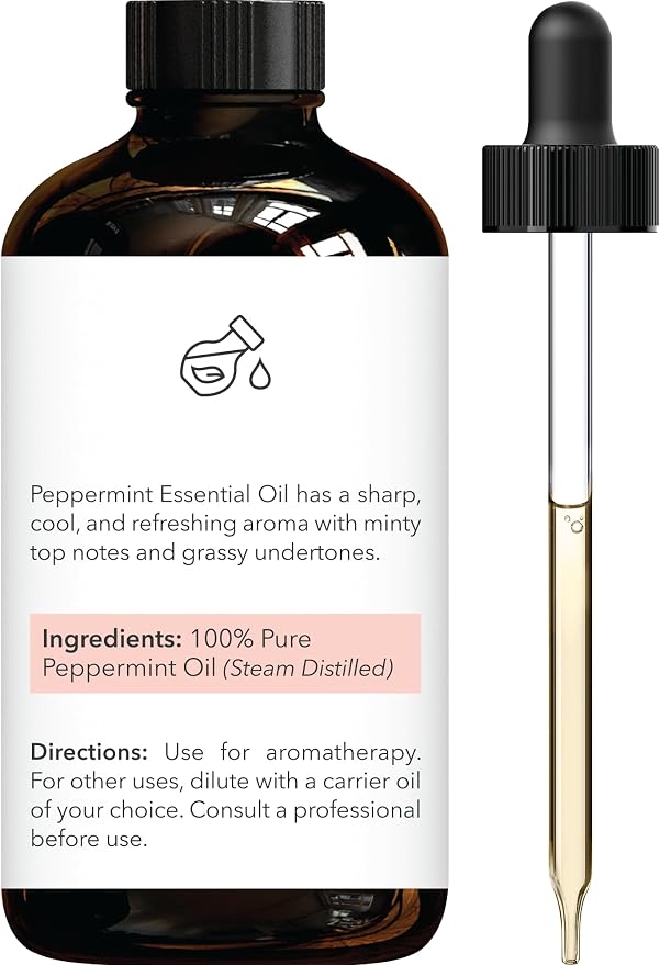 Brooklyn Botany Peppermint Essential Oil - Huge 4 Fl Oz - 100% Pure and Natural - Premium Grade with Dropper - for Aromatherapy and Diffuser
