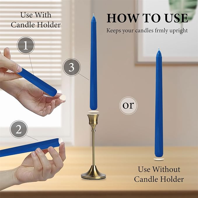 Unscented Candlesticks Dripless Taper Candles,10 inches Red Tapered Candles Colorful Candle Sticks Orange Candlestick for Home Party Wedding Restaurant Holiday,12pcs (8D-ORBLRE)