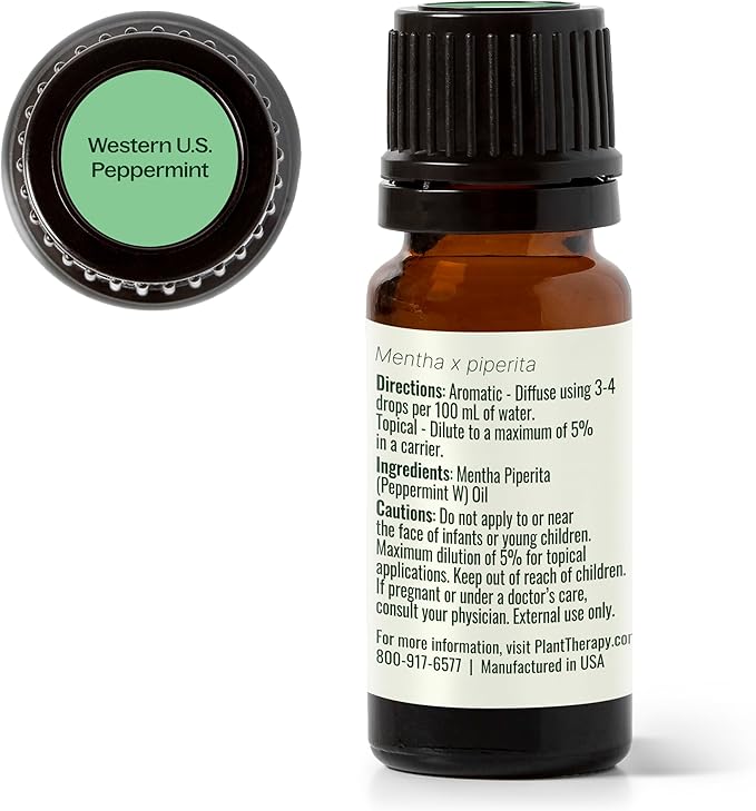 Plant Therapy Peppermint Western U.S. Essential Oil 10 mL (1/3 oz) 100% Pure, Undiluted, Aromatherapy; Attention, Focus, and Cooling Relief