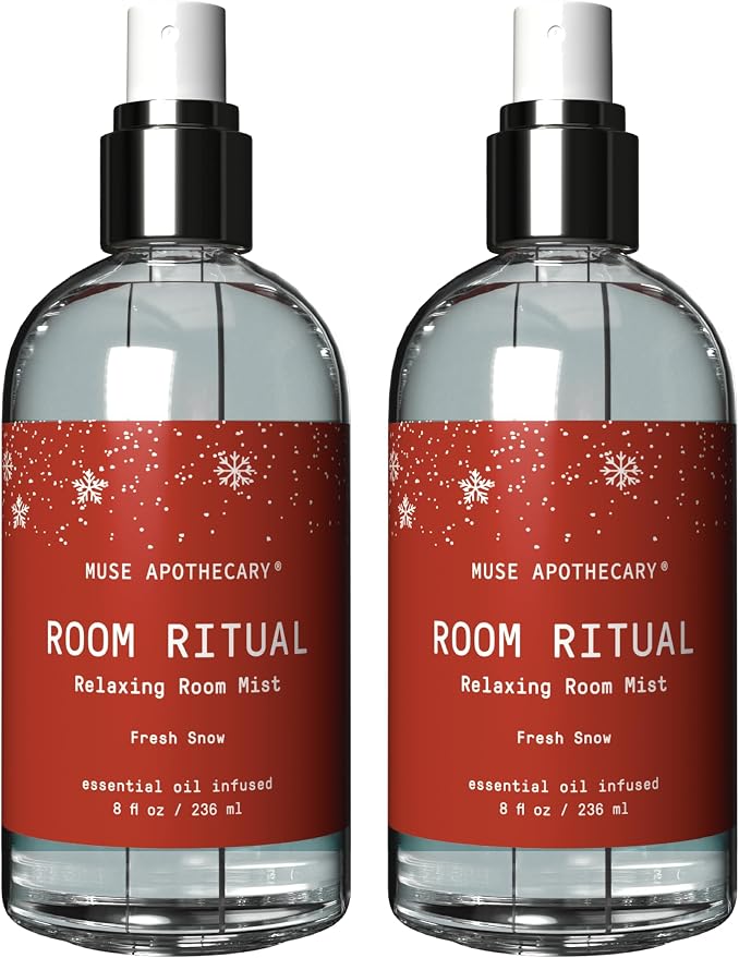 Muse Apothecary Room Ritual - Room Spray, Aromatic and Relaxing Room Mist, Air Freshener Spray, Infused with Natural Aromatherapy Essential Oils - 8 oz, Fresh Snow, 2 Pack