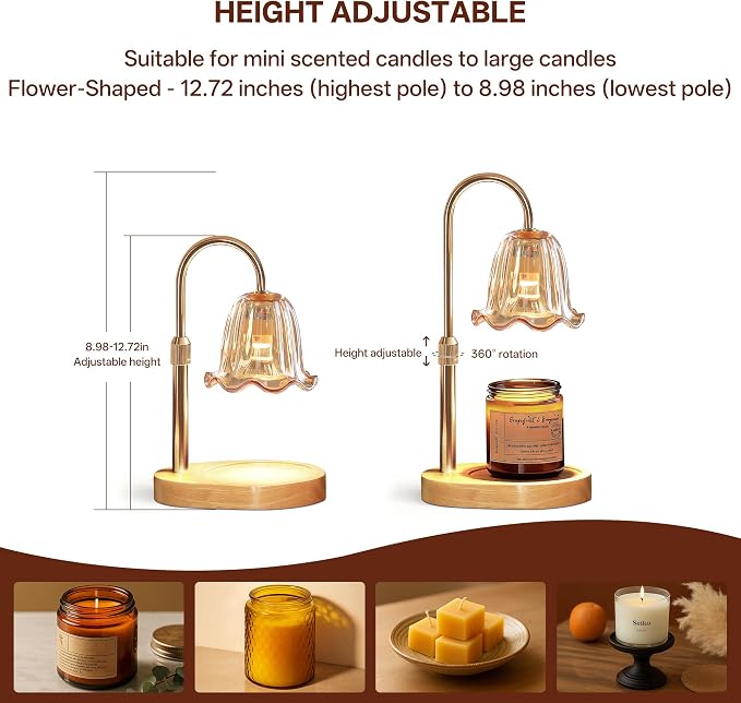 Homelist Candle Warmer with Timer Dimmable, Candle Lamp with Charming Gift Box, New Home Decor, Mothers Day Birthday Christmas Gifts, Candle Wax Melt Warmer with 2 Bulbs