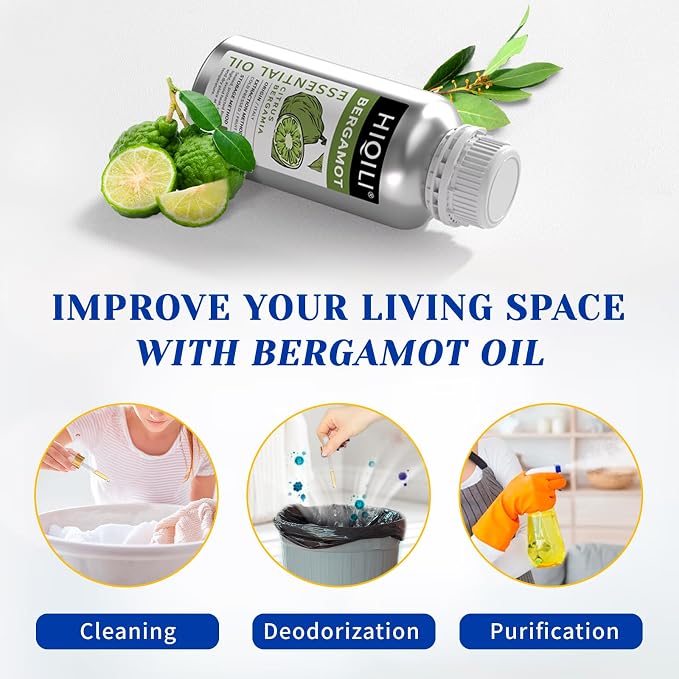 HIQILI Bergamot Essential Oil for Diffuser, Skin, Hair, DIY - 16 Fl Oz (500 mL)
