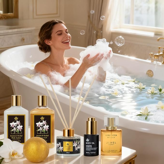 35 Pcs Mothers Day Gifts for Mom, Orchid Spa Gift Basket for Women, Self-Care Relaxation Kit, Face Skin Care Set, Bath & Body Care Set, Bath Bomb, Birthday, Christmas, Anniversary,Wife