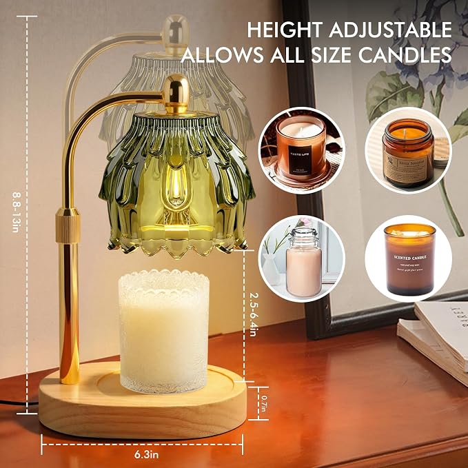 Candle Warmer Lamp with Timer - Electric Wax Melt Warmer with Adjustable Height and Dimmer for Scented Candle Wax, Home Fragrance Décor and House Warming Birthday Gifts for Women Mom