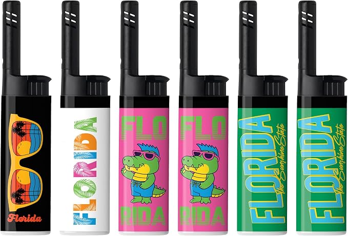 BIC EZ Reach Candle Lighter, The Ultimate Lighter with Wand for Candles, Colorado, Assorted Designs, 6 Count Pack of Lighters (Florida)
