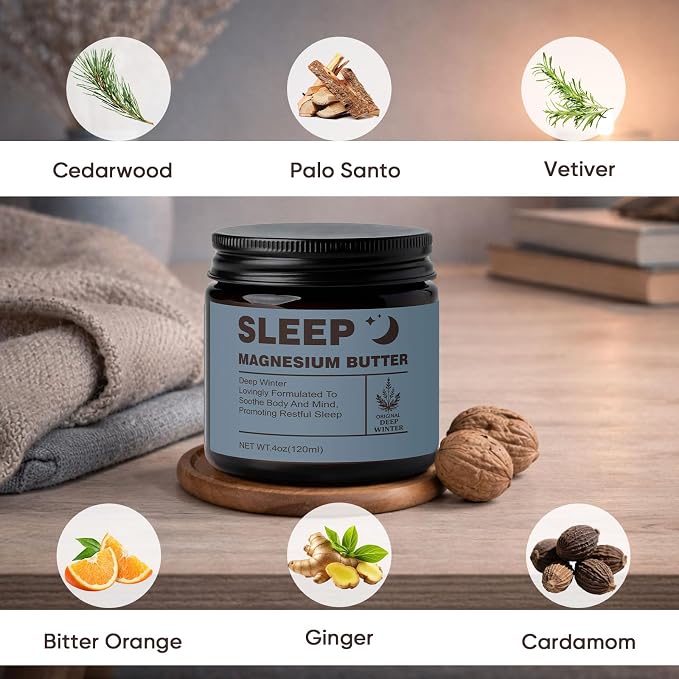 Magnesium Butter for sleep – Magnesium Cream with Shea & Mango Butter, Arnica & Essential Oils for Relaxation – Nighttime MagnesiumLotion for Legs, Arms or Chest(Citrus) (B)