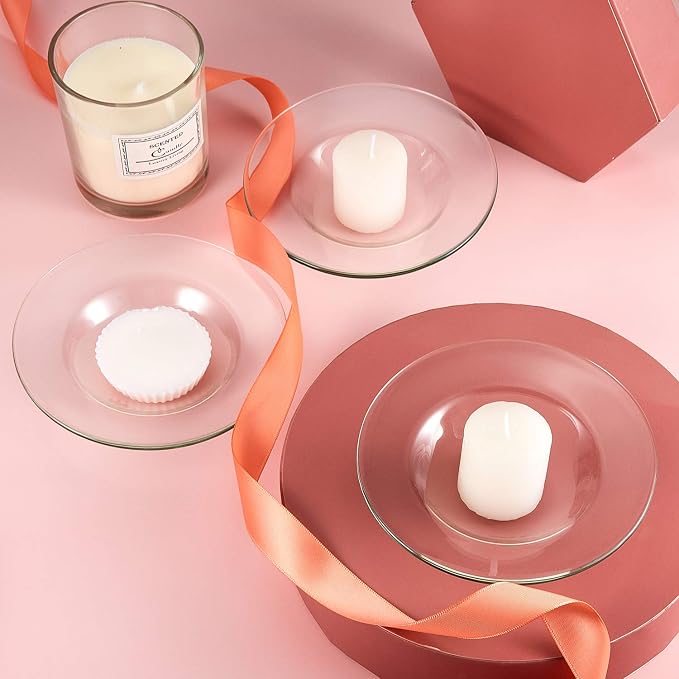 Patelai 4 Pcs 4.5 Inches Replacement Oil Warmer Dish Round Glass Dish Wax Melt Candle Warmer Bowl Plate Lid Tray for Aroma Lamp Electric Lamps Oil and Tart