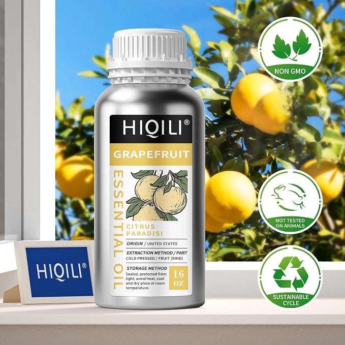 HIQILI 16 Fl Oz Grapefruit Essential Oil, for Diffuser, Skin Care