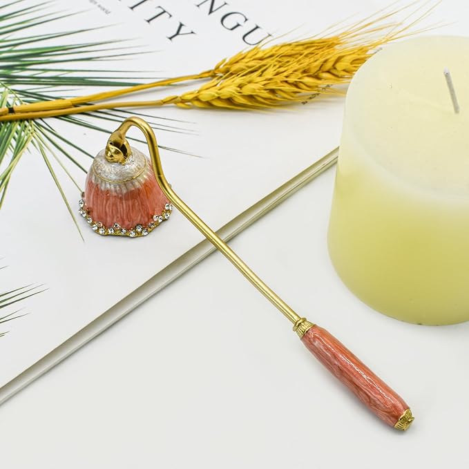 Candle Snuffer, Decorative Candle Extinguisher Snuffer with Long Handle, Elegant Metal Candle Tool for Putting Out Candle Flame Safely (Tangerine)