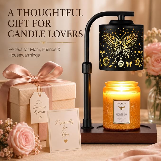 mocosa Candle Warmer Lamp with Adjustable Height Dimmable for New Home Decor Electric Candle Warmer for Jar Candles Birthday Gifts for Women Mom(Butterfly)