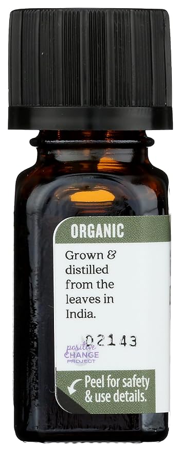 Aura Cacia Organic Lemongrass Essential Oil, GC/MS Tested for Purity, 7.4ml, 0.25 Fl Oz