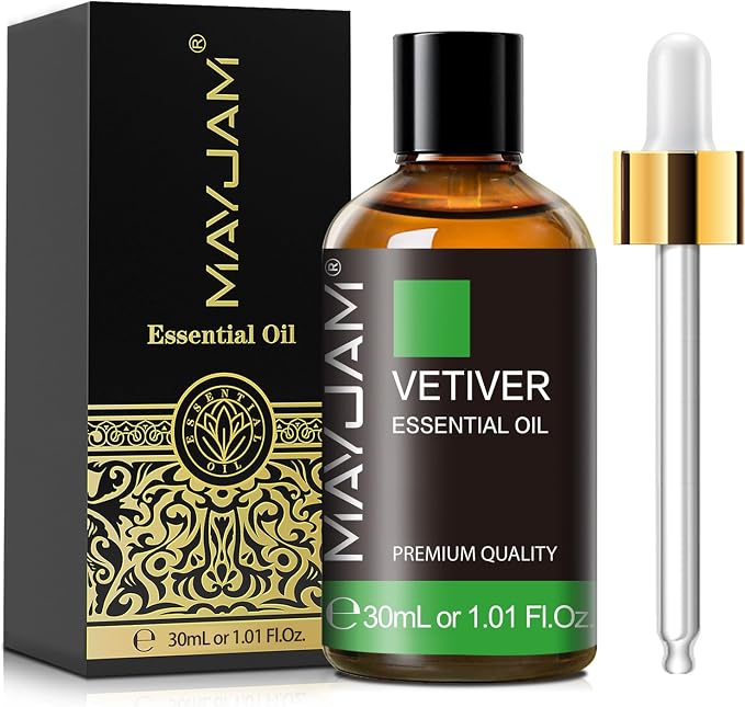 MAYJAM Vetiver Essential Oil 30ML, Pure Vetiver Oil Essential Oils for Aromatherapy, Candles, Soaps(1.01FL.OZ)