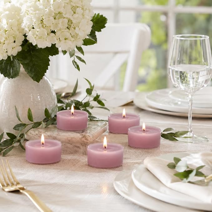 Purple Tea Lights Set of 24, Grape Scented Tealight Candles, Handmade Tea Candles, Long Burning Tealights for Romantic Wedding Home Decor Gift
