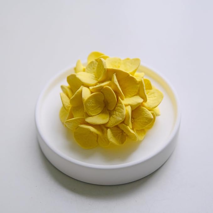 Essential Oil Passive Flower Diffuser -Non-Electric Peony Flower Porcelain Aromatherapy Diffusers for Small Mini Room, Desk Decorative, Bathroom (Yellow, Hydrangea)