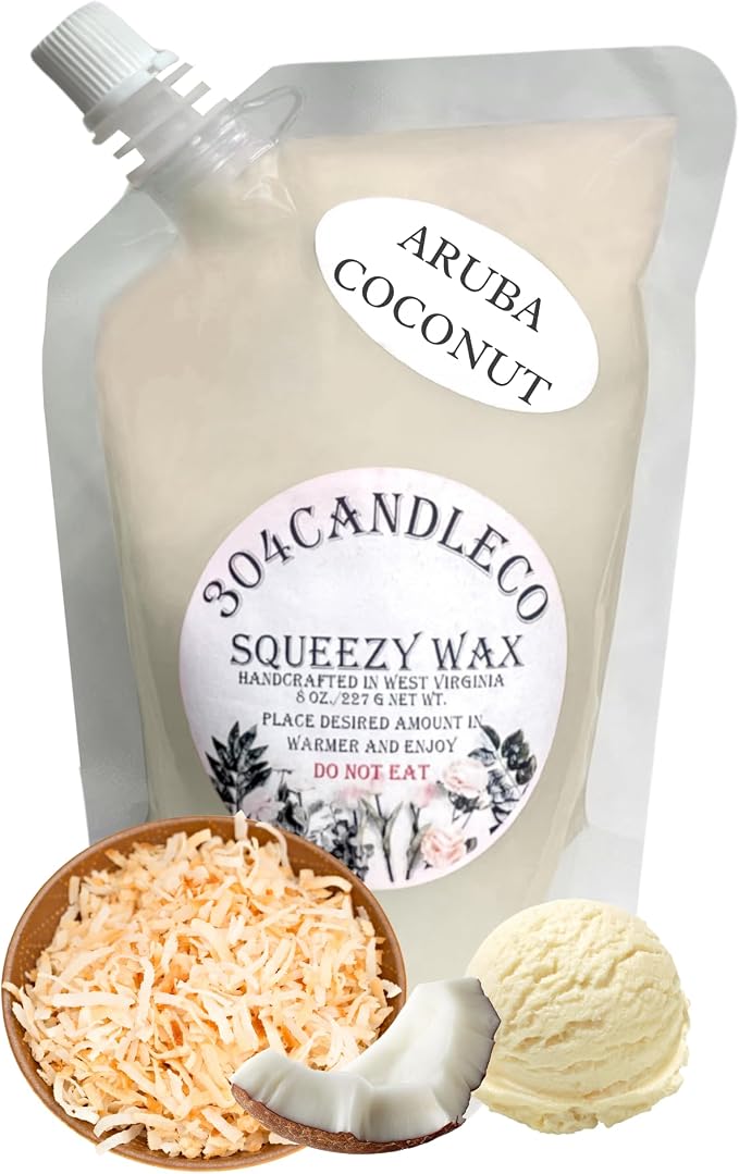 304CandleCo Large Squeeze Soy Wax Melt - 50 SCENTS! - Highly Fragrant & Hand-Crafted - Easy Mix & Match - American Made - Perfect for Wax Warmers (8oz, Aruba Coconut)