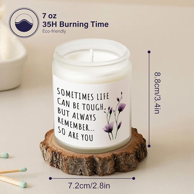 Shqiueos Get Well Gifts for Women, Inspirational Candle 7oz, Cancer Care Gifts for Women, Sympathy Gift, Cheer up, Comfort, Surgery Recover, Encouragement Lavender Scented Handmade Candle
