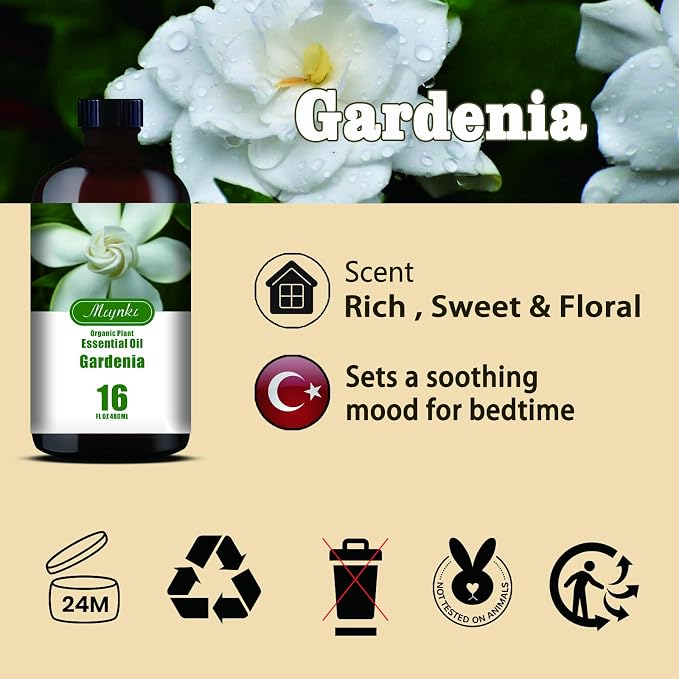 Gardenia Essential Oil, Gardenia Oil for Diffuser, Humidifier, DIY Candle, Soap, Romantic Scent, Massage, Gift Ready,Gardenia Fragrance Oil - MLYNKL Essential Oils (16.33 fl oz / 490ml)