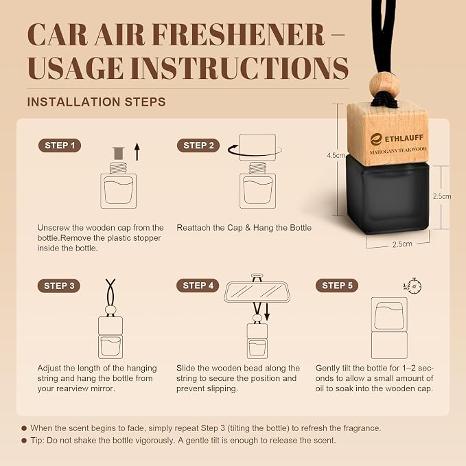 Car Air Freshener 3 Pcs, Cedarwood & Cypress, Sandalwood & Oud, Teakwood Mahogany