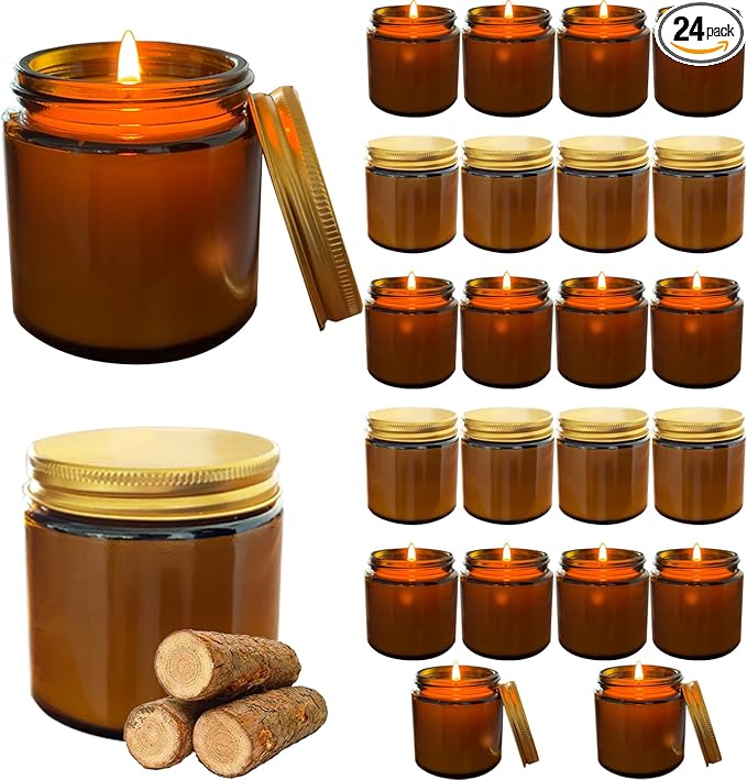 24 Pcs 4 Oz Mini Soy Candles,Mahogany & Teakwood Scented Candles Set,Bulk Aromatherapy Candle,Suitable as Gifts or Souvenirs for Occasions Such as Birthdays and Weddings.