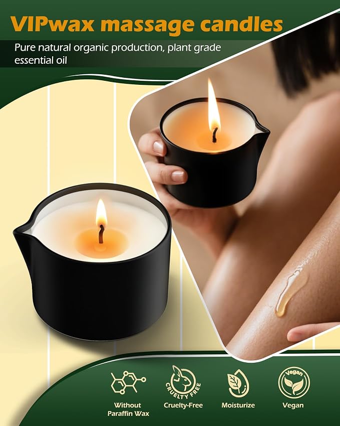 Soybean Wax Warming Massage Oil Candle for Stress Relief and Skin Moisturizing, Couples Massage, Romantic Gift SPA for Home Scented Candle Body Oil - Jasmine Scent 2.35 OZ