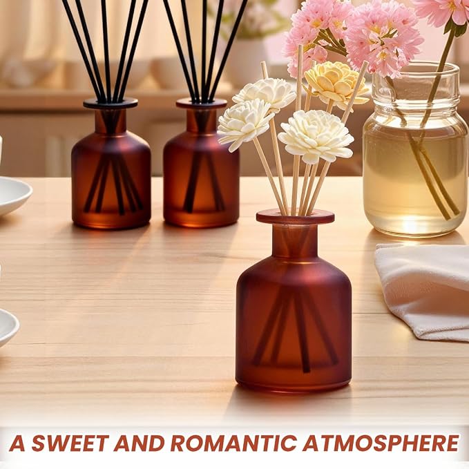 130ML/4.3OZ Amber Red Glass Diffuser Bottle Empty Refillable Aromatherapy Container Fragrance Accessories for Essential Oils & DIY Crafts
