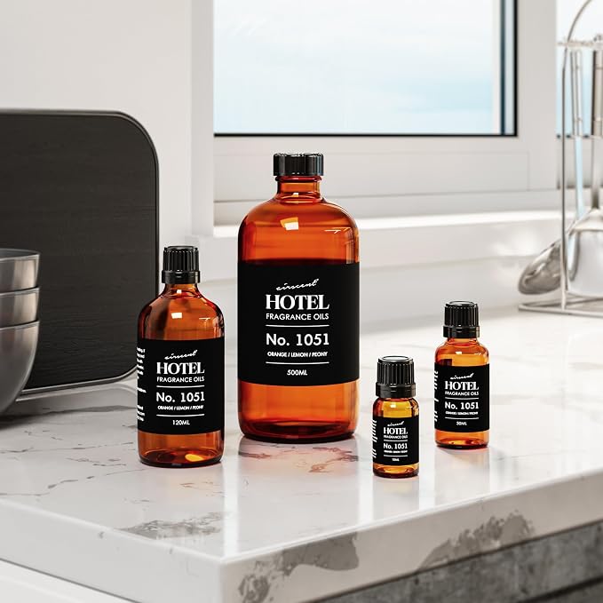 AirScent Citrus Zest Hotel Diffuser Oil No. 1051 - Orange Lemon Peony - Premium Fragrance Oil for Ultrasonic and Waterless Diffusers and Crafting - 120 mL, 4 fl oz Glass Dropper Bottle