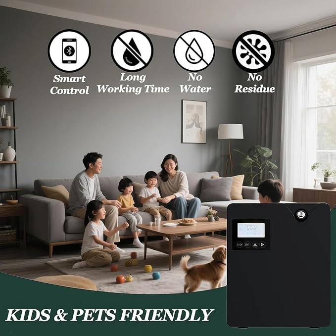 300 Ml Smart Scent Air Machine, Bluetooth and Wi-fi Control, Waterless Essential Oil Diffuser with Nebulising Technology, 2000 Sq Ft Coverage HVAC Scent Diffuser, for The Home, Hotels and Spas