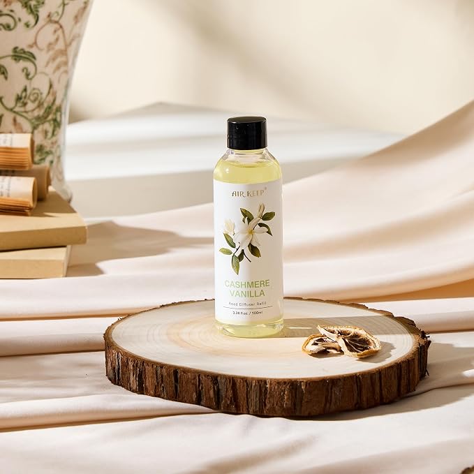 Airkeep Reed Diffuser Oil Refill/Cashmere Vanilla/3.38oz（100ml/1 Pack/Scented Oil Refill for Reed Diffuser Home Fragrance for Bedroom, Bathroom Office Home Decor