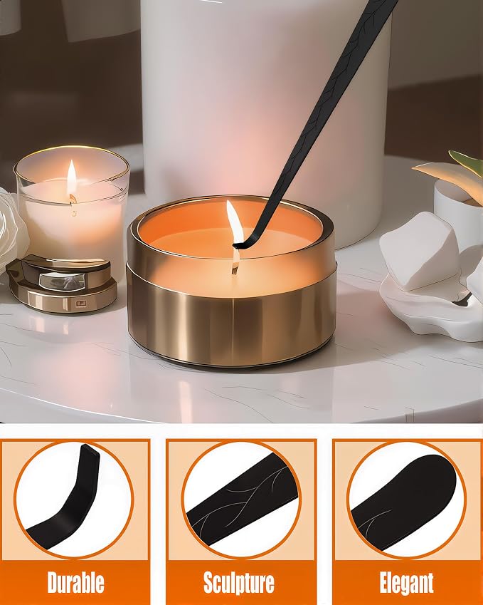 YOUTUOY 5 in1 Candle Accessory Set with Rechargeable Candle Lighter, Candle Wick Trimmer, Candle Wick Snuffer, Candle Wick Dipper, Storage Tray Plate, Candle Care Kit (Matte Black)