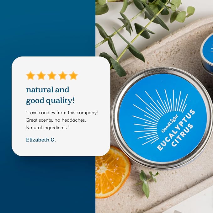 GoodLight Paraffin-Free Scented Candle in Stylish Tin (Eucalyptus Citrus, 6 oz)