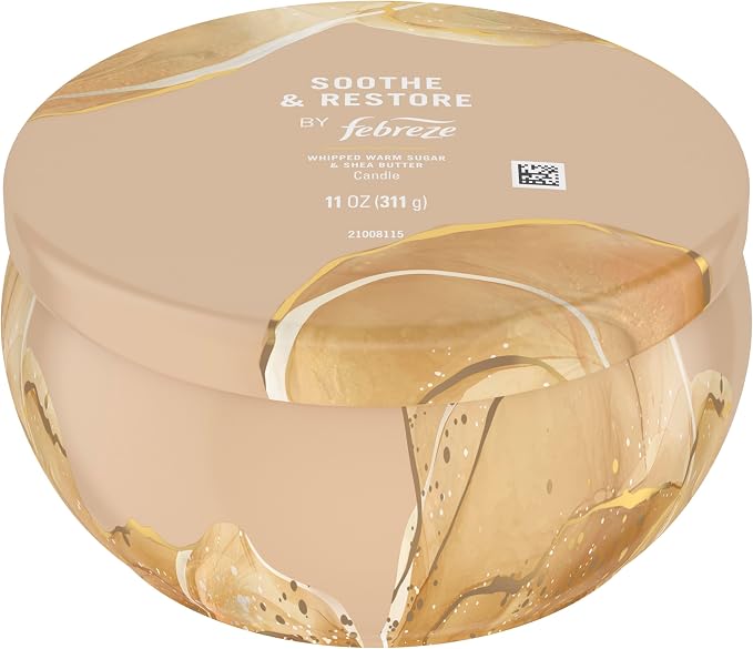Febreze Scented Candle, Soothe & Restore Scent, 11 oz 4 Wick Candle, Single Pack