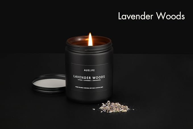 Lavender & Wood Scented Candle, Candle for Men | Father Day Gift, Soy Wax, 50H Burn Time