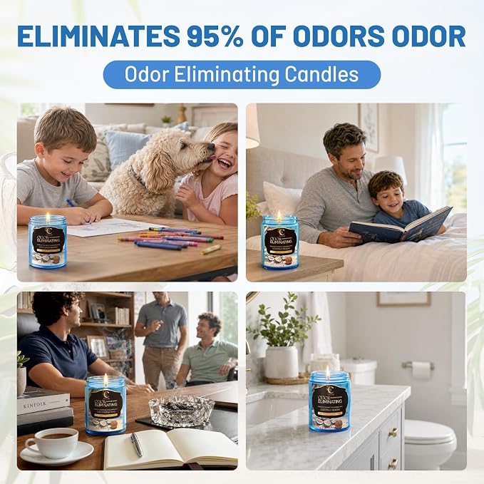 Coconut Odor Eliminating Candles, Pet Scented Candles for Home, Single Wick Soy Candle Gifts for Women, Men, Ideal for Creating Relaxing Atmosphere, Over 50 Hours of Burn Time