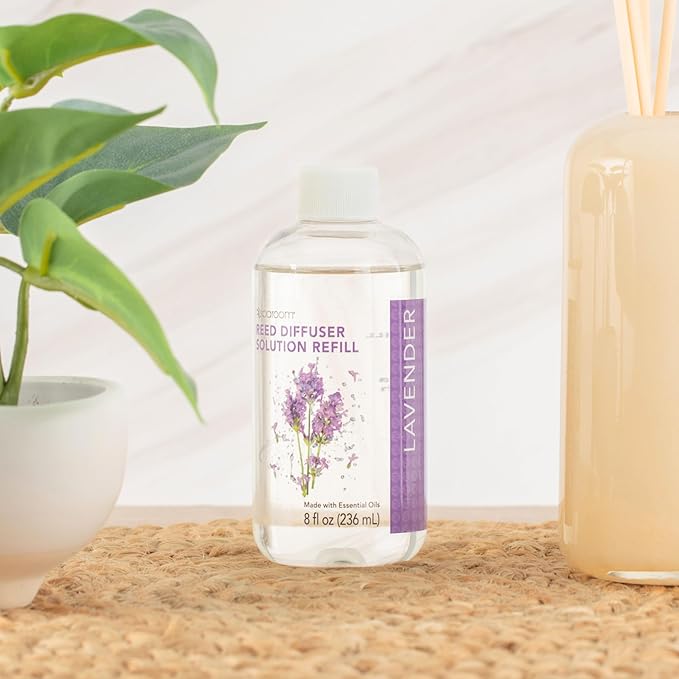 SpaRoom Reed Diffuser Oil Refill – Lavender Scent, 8oz Bottle for Home Fragrance, Calming and Relaxing Blend for Bedroom, Bathroom, or Office, Long Lasting Air Freshener, Aromatherapy Use