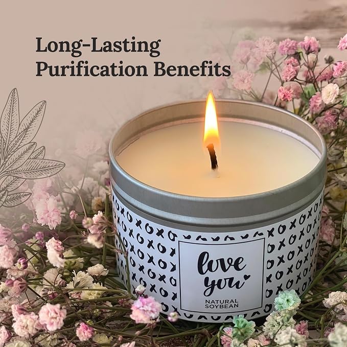Magnificent 101 Long Lasting Love You Aromatherapy Tin Candle | 6 Oz - 35 Hour Burn | All Natural Soy Wax with Vanilla, Lavender, Rose, Jasmine, Lilac for Romance, Purification, Manifestation