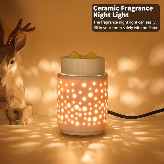 nawaza Ceramic Wax Melt Warmer,Candle Wax Warmer Night Light,2-in-1 Electric Wax Melter and Fragrance Warmer for Scented Candle Wax Burner Home Office Decor Mothers Day Birthday Gifts for Women(dot)
