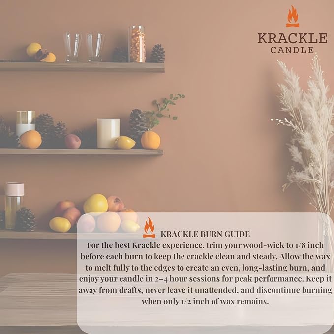 Krackle Candle | Sweetgrass | 16 oz Scented Candle with Natural Crackling Wooden Wick | Poured in the USA | Vanilla & Sugarcane Fragrance