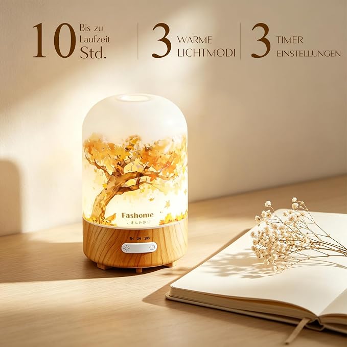 Essential Oil Diffuser, Hand Blown Glass Aromatherapy Diffuser, Ultrasonic Cool Mist Scent Aroma Humidifier, Diffuser Oil Machine Whisper Quiet with Auto Shut-Off for Home Bedroom Office(<25dB)