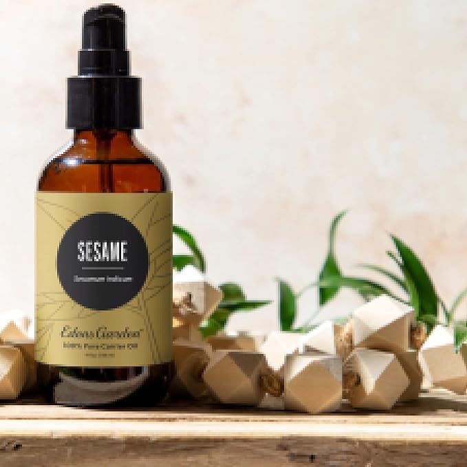 Edens Garden Sesame Carrier Oil- 100% Pure Premium Cold Pressed & Hexane Free, Natural Moisturizer for Face, Skin, Body, Hair & Nails, Massage, Oil Pulling, Diluting Essential Oils 118 ml (4 fl oz)